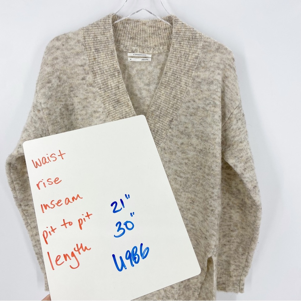 Anthro Low V Neck Cream Tan Sweater Womens XS - Picture 6 of 7